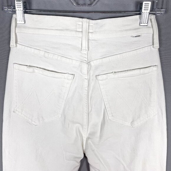 MOTHER The Tripper Ankle Fray Jeans in White Unfairest of Them All Size 24 Flare - Picture 10 of 16